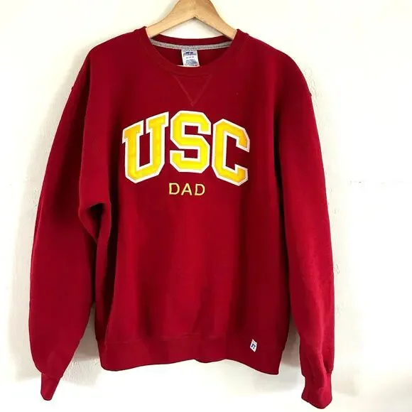 USC‎ Trojans Embroidered Russell Athletic Dad Pullover Sweater Size Medium