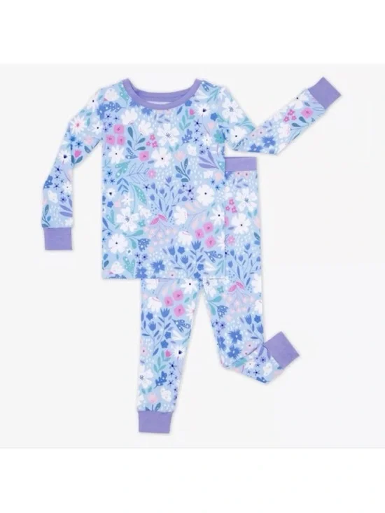Little Sleepies Magical Meadow Lavender Floral Long Sleeve Pajama Set size 9/10