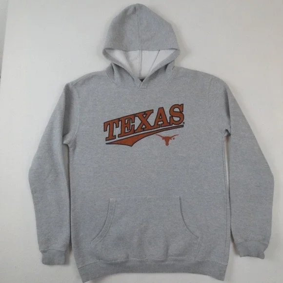 Vintage Texas Longhorns Hoodie Mens Medium Gray Pullover Sweatshirt Graphic Logo