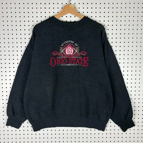 Ohio State Buckeyes 90s Crewneck Large Black Red Embroidered Sweatshirt‎ Midwest