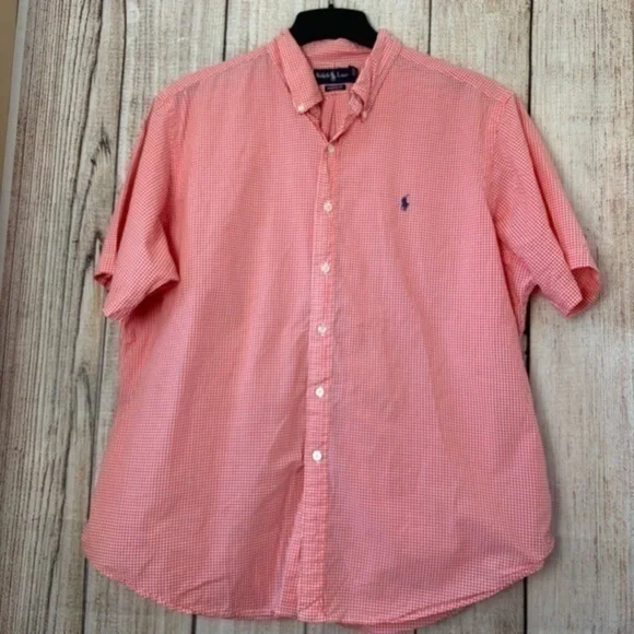Vintage Ralph Lauren Mens Classic Fit short sleeve button down shirt size XXL