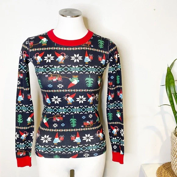 Hanna Andersson | Long John Pajama‎ Top, Fair Isle Gnome, Sz. 14
