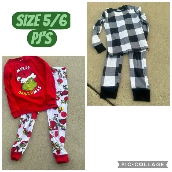 Grinch Red and Black Checkered Kids Pajamas Set  PM6