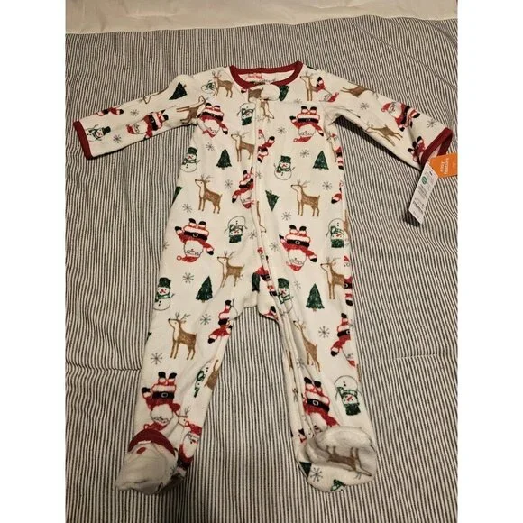 Carter's  Baby Santa Christmas Fleece Footed Pajama Zippered 3M NWT