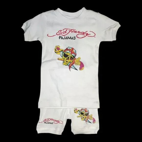 Ed Hardy Kids Pajamas Size 3/4 Hollywood Edition Skull Dagger NWT