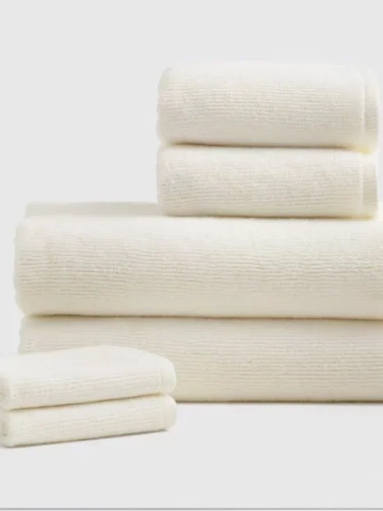 Quince Turkish Ribbed Quick Dry Bath Towel Bundle White NWT