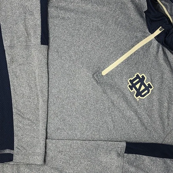 Notre Dame Fighting Irish 1/4 Zip Long Sleeve Shirt Men's Medium Gray Colosseum‎