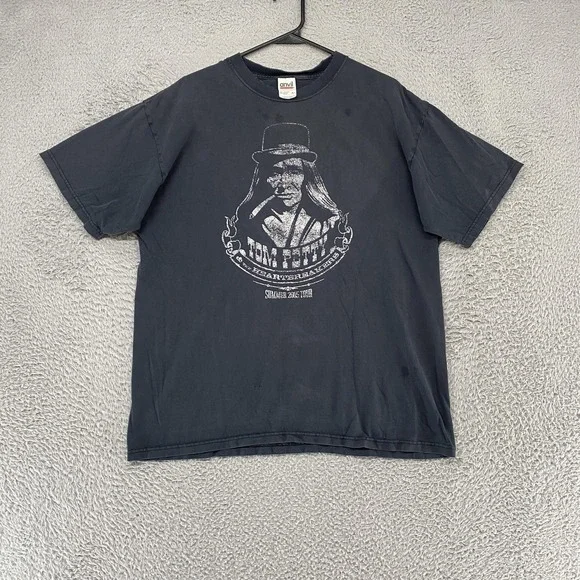 Tom Petty Summer 2005 Tour Shirt Mens Large Black Vintage Graphic Y2K Tee