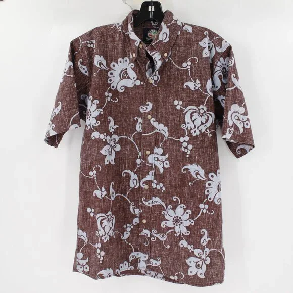 Reyn spooner hawaiian shirt men's small short sleeve reverse print floral camp s