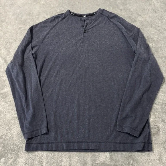 Public Rec Men's Henley Long Sleeve Shirt Blue L Golf‎ Quarter Button