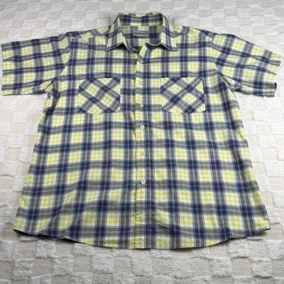 Carhartt Men's Short Sleeve Yellow and‎ Gray Button Up Shirt Size Large