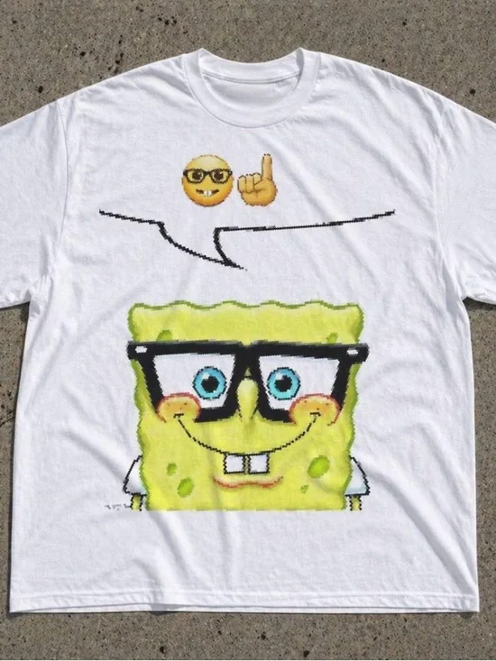 SpongeBob SquarePants Bookworm Meme Pattern T-shirt