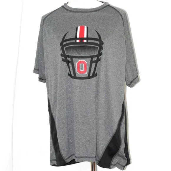 LNC Sportswear XXL Mens Shirt OSU Football Ohio State Gray Black Scarlet Helmet