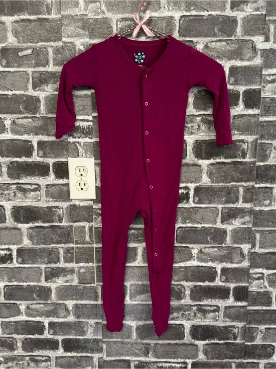 Kickee Pants one piece jumpsuit pajamas magenta 18-24 months