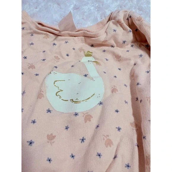Carter's 9m Pink Swan Crown Floral Long Sleeve Baby‎ Girl Sweatshirt