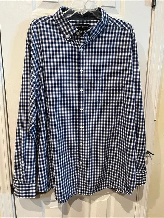 Beverly Hills Polo Club Blue and White Checked Button-Down Shirt