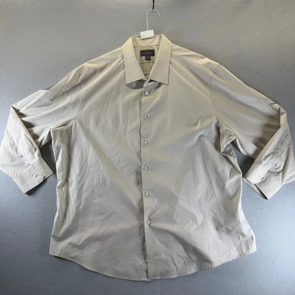 David Taylor Collection Mens XXL Tan Beige Long Sleeve Button Down Dress Shirt