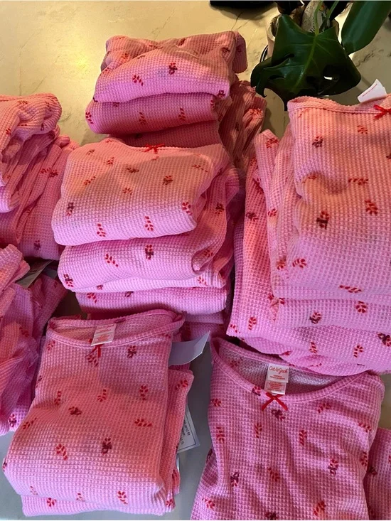 Cat & Jack Girls Thermal Pajama Lot – Candy Cane New With Tags