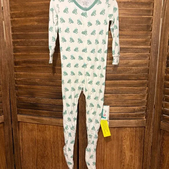 Kickee Pants Kids Long Sleeve Snap Footie Pajama Frog Prince