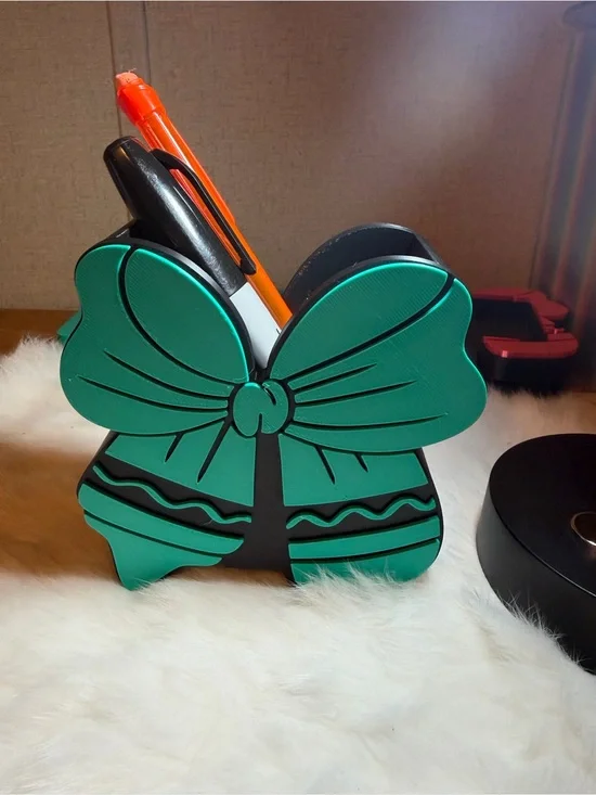 Turquoise Bow Shaped Pen Holder