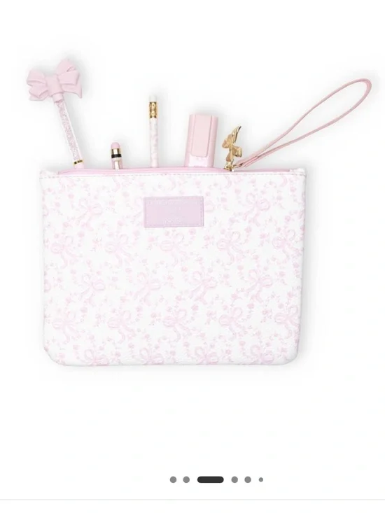 💗🎯LoveShackFancy x Target - Yoobi Coquette Bow Flat Zip Pencil Case with Strap