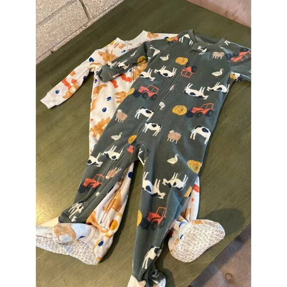 Child Of Mine By Carters 2-Pack Toddler Fleece Footed Pajamas Farm & Breakfast P