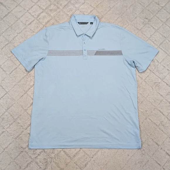 Travis Mathew Shirt Mens XXL Blue Light Kalama Cove Golf Polo Casual Cotton