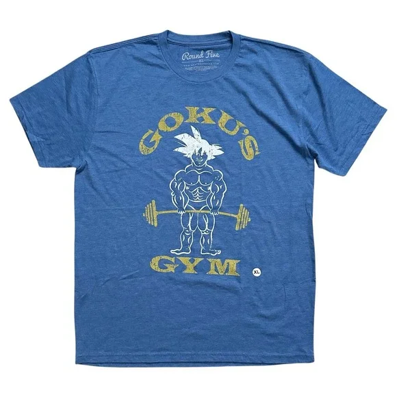 Gokus‎ Gym Deadlift Anime Workout Goku Dragonball Z Training Blue Mens Shirt XL