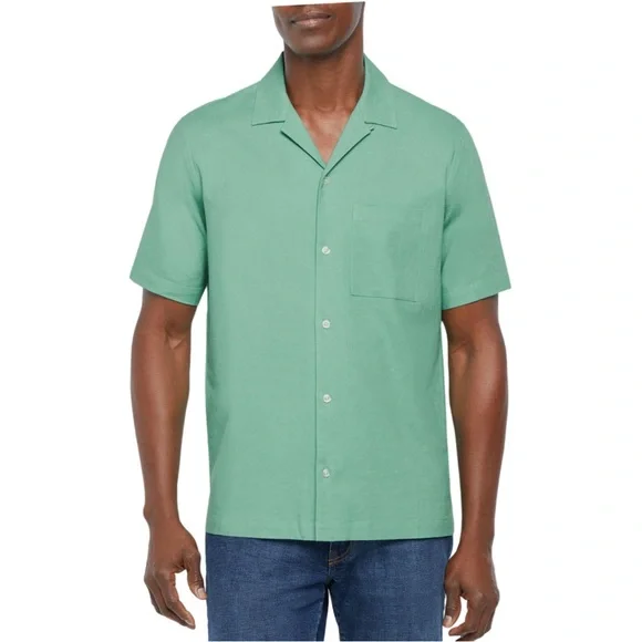 GAP | Men's Green Linen Blend Short Sleeve Button Down Resort Shirt Size XXL NWT