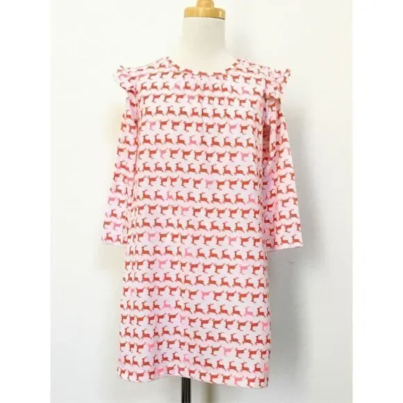 Crewcuts Girls 6 Dancing Deer Flannel Nightgown