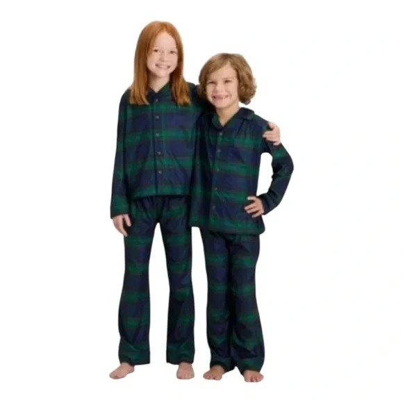 NWOT Wondershop Green and Blue Plaid Kids Pajama Set- M
