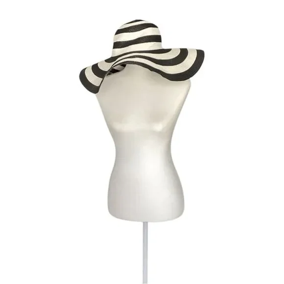 Black and White Striped Women's Sun Hat