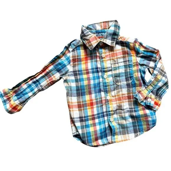 Baby Boys Carters Spring Plaid Button Down Long Sleeve Shirt - Sz 18 mo