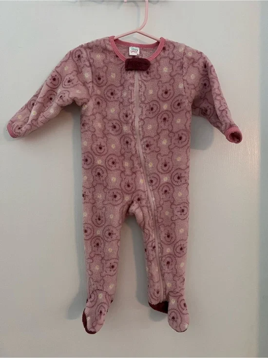 Disney Baby Teddy Bear Fleece Footed Sleeper Pink 6-9 Months Zip Up Pajamas