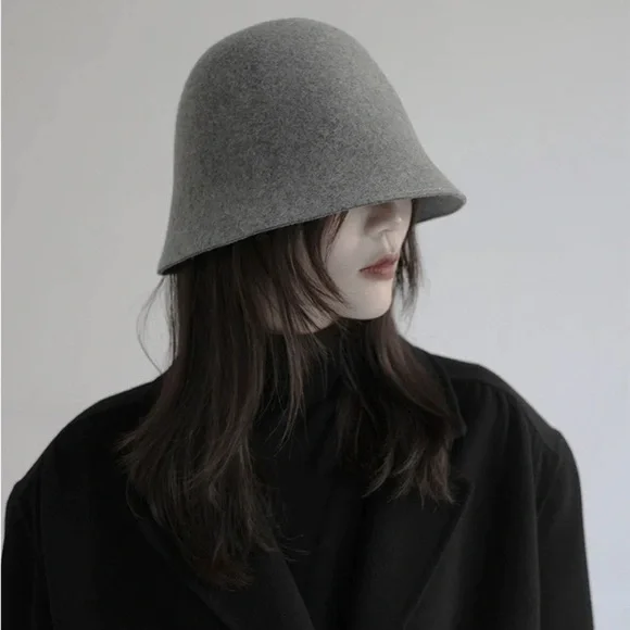 Zara Gray Felt Bell Cloche Hat