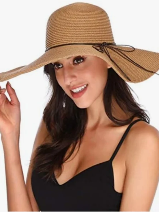 Women's Wide Brim Tan Straw Sun Hat Size 57cm NWOT