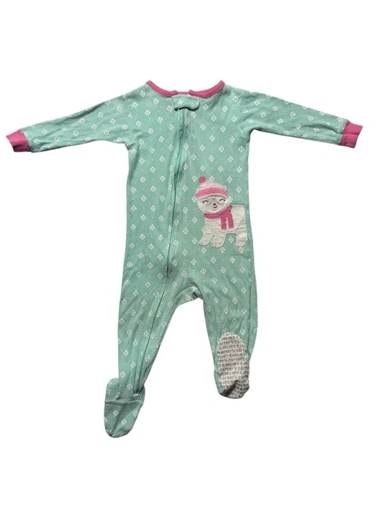 Carter's Toddler Baby Girl Snowflake Festive Footie Pajamas Size 12 Months