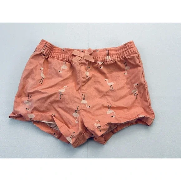 Carter's Just One You Girls 12M Pink Flamingo Shorts Cotton Beach Tropical