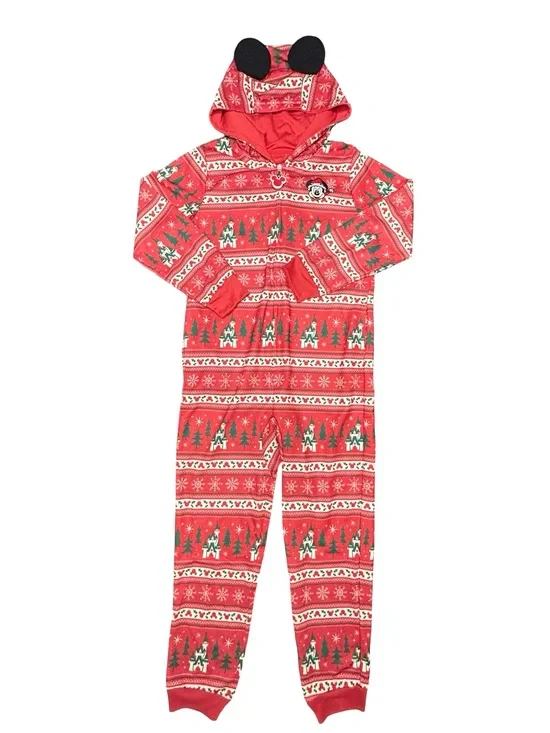 Disney kids size 7/8 Mickey Mouse Icon Holiday Christmas One-Piece Pajama NWT