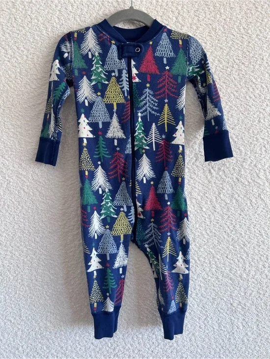 Hanna Andersson Infant Blue Winter Christmas Zipper Pajamas‎ Size 18-24 Months