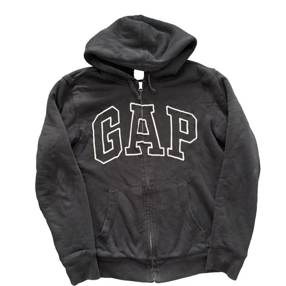 Gap Sherpa Lined Hoodie‎ Fleece Full Zip Mens XS Hooded Sweatshirt Logo Black