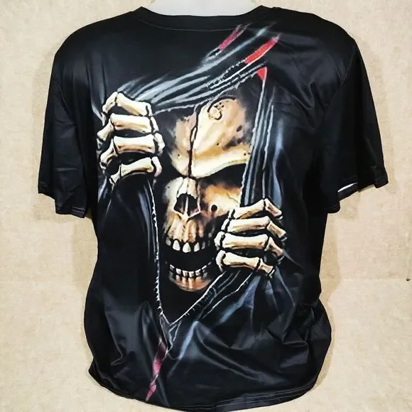 Digital 3D Skeleton Graphic Short Sleeve Mens Large T-Shirt #H