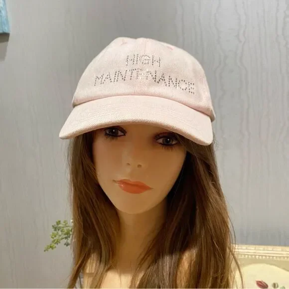 Christine Alexander High Maintenance Rhinestone Cap Pale Pink Strap Back OSFA