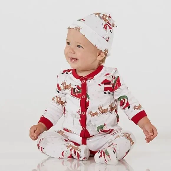 Pottery Barn Kids Heritage Santa Nursery Hat & Pajama Set