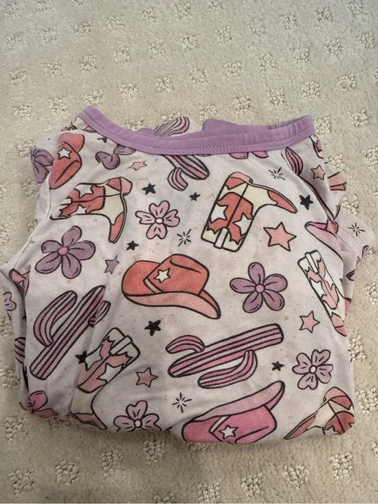 Caden Lane Bamboo Pajama Set 3T Pink Cowgirl Western Boots Hats Cactus