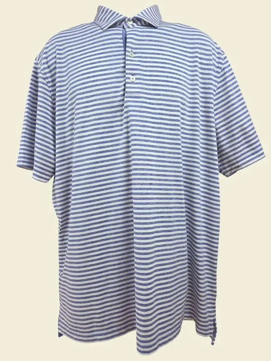 Johnnie-O Mens Blue Striped Polo Shirt XL