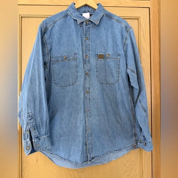 Wrangler Riggs Workwear  Denim Button Down Shirt Cotton / xlarge