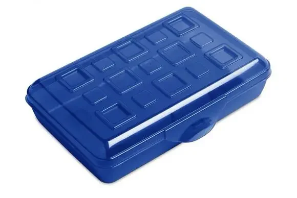 Lot of 6 Sterilite Small Pencil Boxes Blue Plastic Supply Case Snap Lid