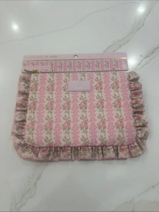 Yoobi love shack fancy for target Pink Floral Ruffled Accessory Pouch