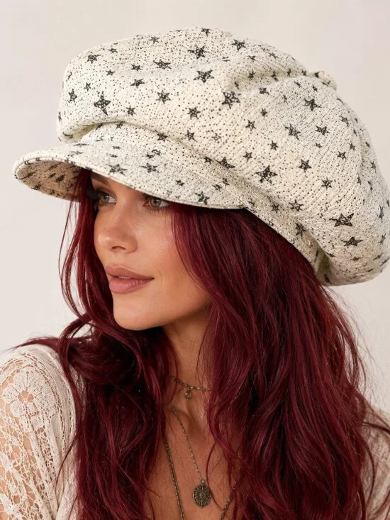Stars Celestial Stars Corduroy Newsboy Hat OS NWT